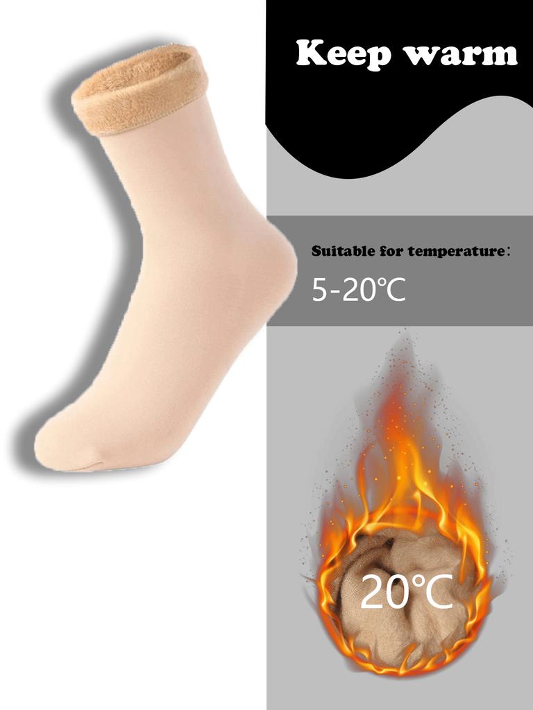 5-pairs Autumn and Winter Solid Color Socks Mid-calf Casual Socks Long Socks Thermal Women's Socks