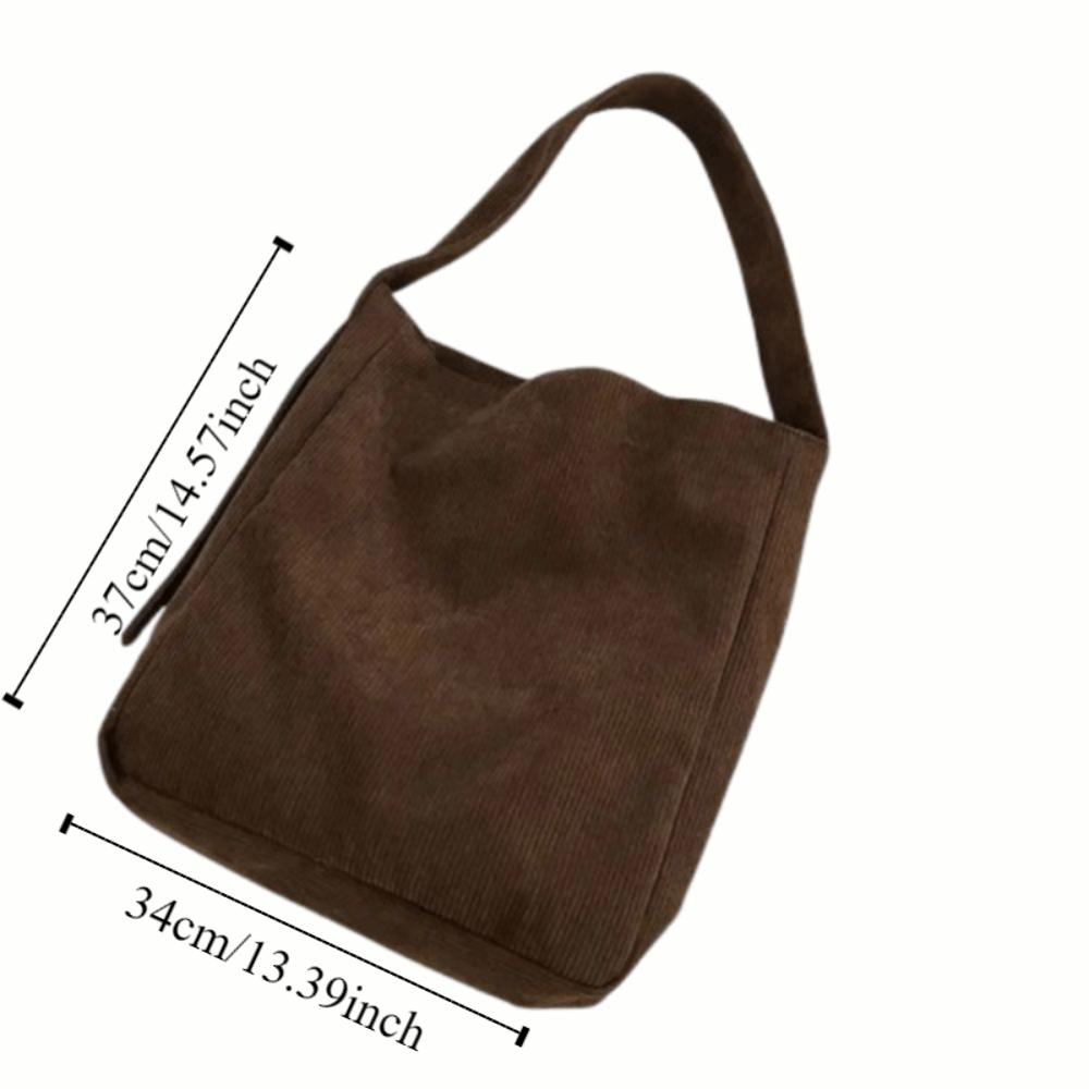 Large Capacity Corduroy Shoulder Bag Cotton Cloth Solid Color Shoulder Bag  All-match