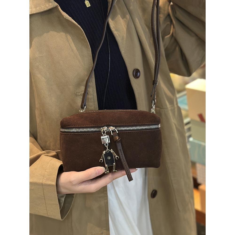 

Suede bag women s messenger small square bag new fashion versatile high-end shoulder bag retro commuting темно-коричневого кольору