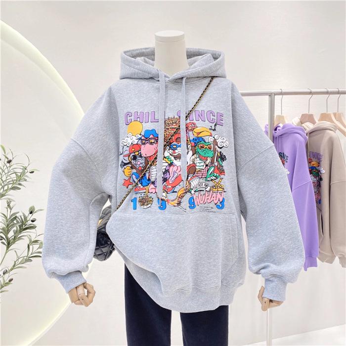 

Женская бархатная толстовка с капюшоном и защитой от катышков - Коллекция Весна/Осень/Зима 2025 Light Gray Plus Velvet