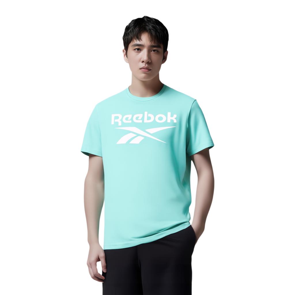 Reebok Big Logo Soft Comfortable Skin-Friendly Short Sleeve T-Shirt Men Tops Light-Blue HI0657