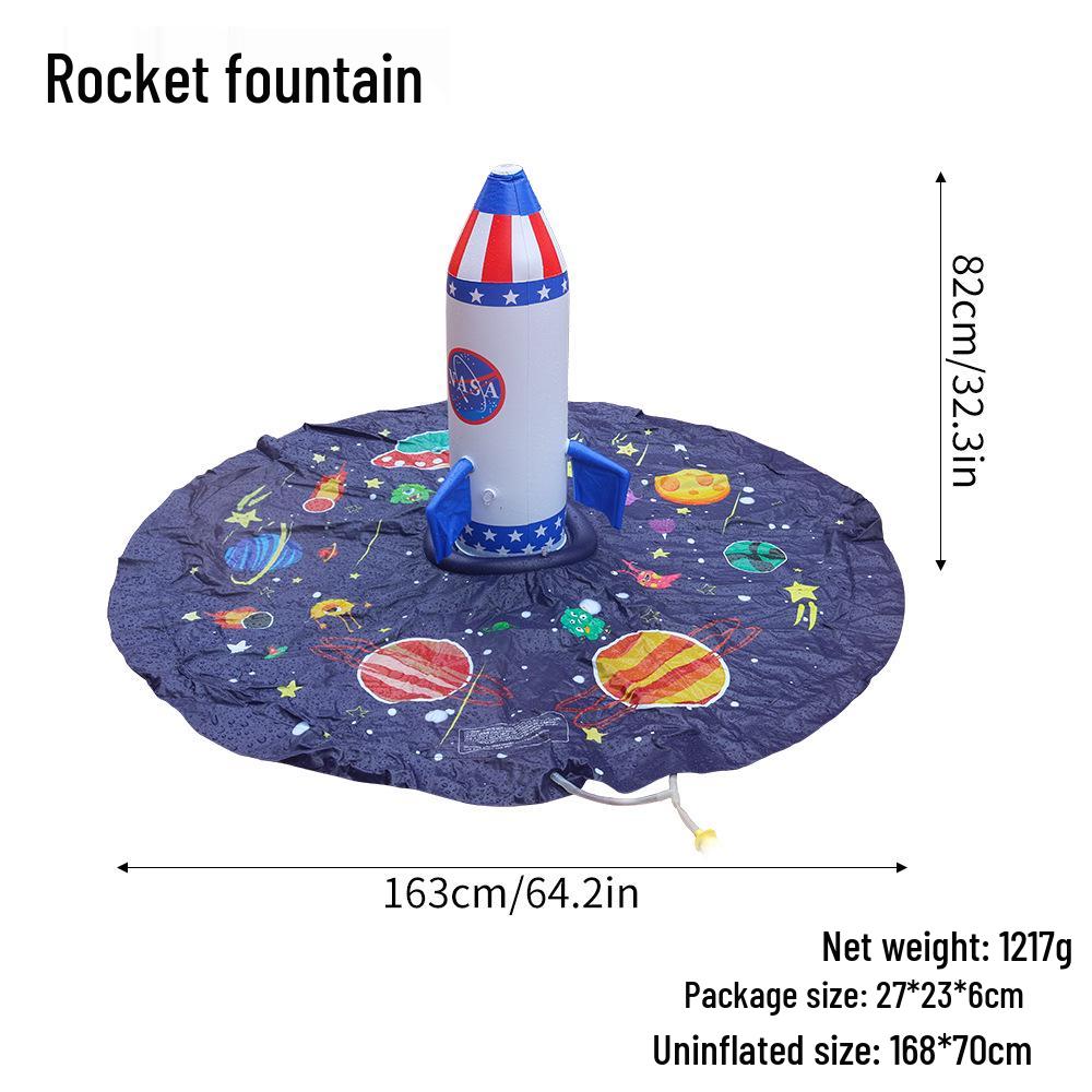 

Children s Rocket Fountain Water Play Inflatable PVC Sprinkler Pad OPP bag + Color card синий