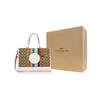 Coach Fabric With Leather Tote Bag, Shopping Bag, Tote, One Shoulder Handbag Large Women's Brown & White CJ578-SVOT8