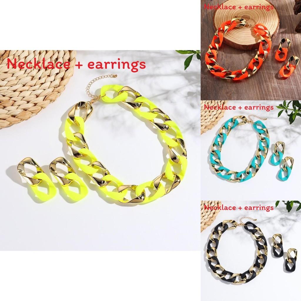 Unisex Bright Color Jewelry Set With Pendant And Metal Alloy Accents For Party Wear