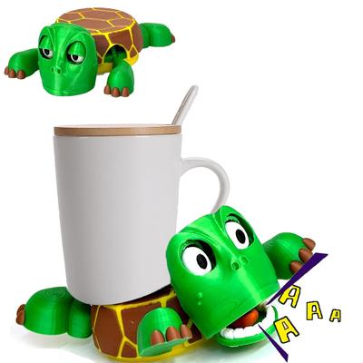 1PCS Fun Coaster Turtle Cup Pad 3d Printed Panicked Turtle Cup Mat Tea Coffee Mug Drinks Holder Home Desktop Decor Accessories