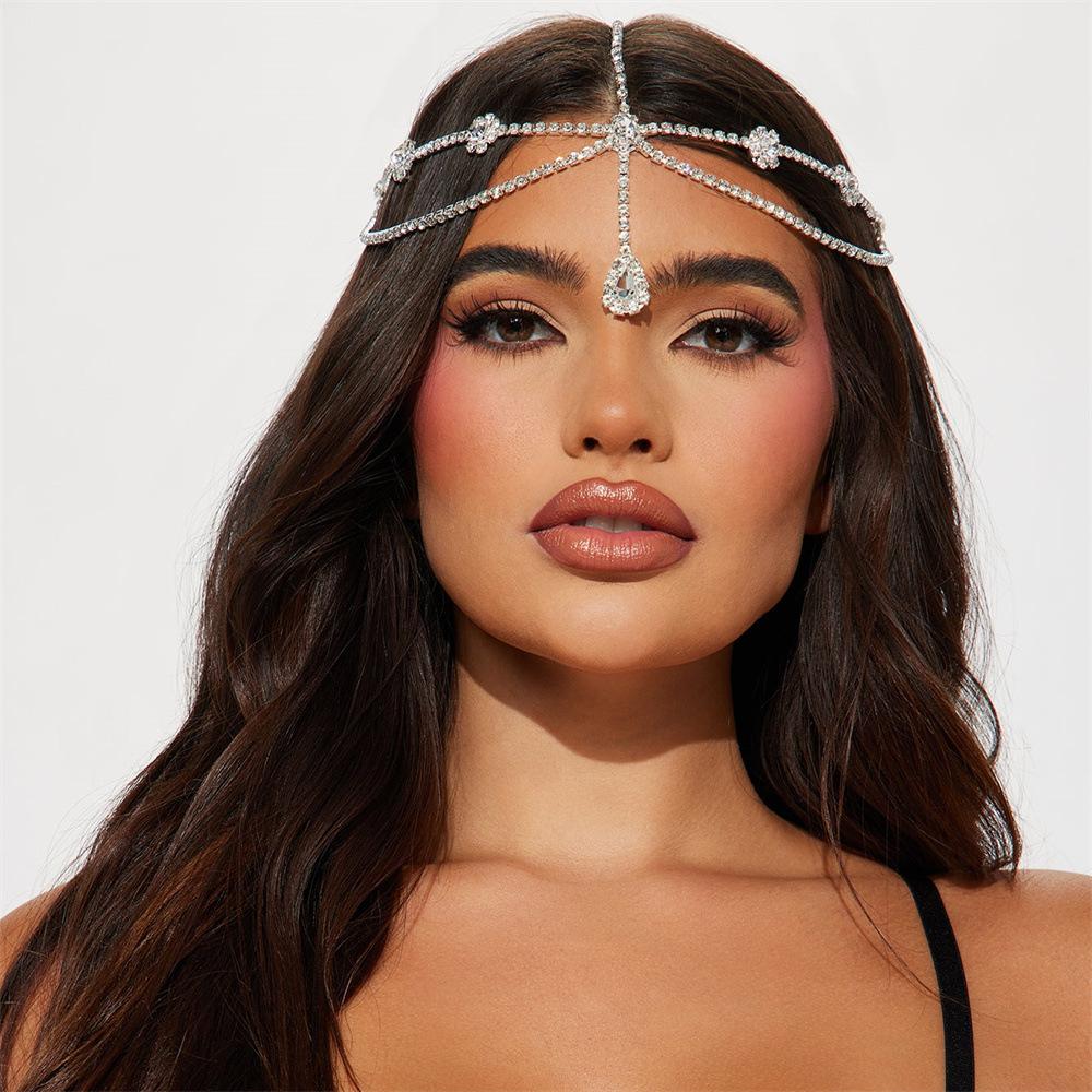 Simple Water Drop Pendant, Rhinestone Hair Accessories, European And American Fashion Eyebrow Pendant, Forehead Chain Accessories Hair Chain