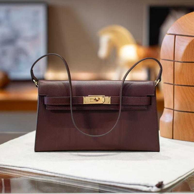 

New leather women s bag goat pattern leather vertical open pattern Erin one shoulder armpit bag long clutch 27.5*15.5*5CM