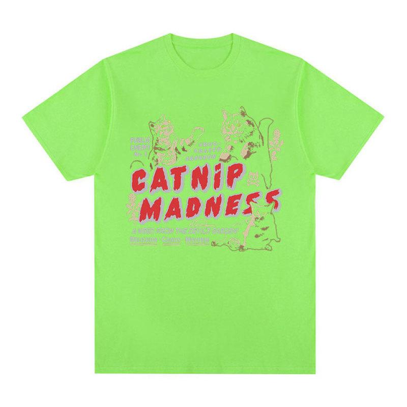 Tričko roztomilé zvíře Catnip Madness Kreativní design Legrační kočka Trička s krátkým rukávem Muži Ženy Móda Bavlna Trička nadměrné velikosti