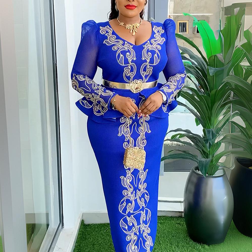 Luxury Beaded V-neck Plus Size Evening Dress for Women