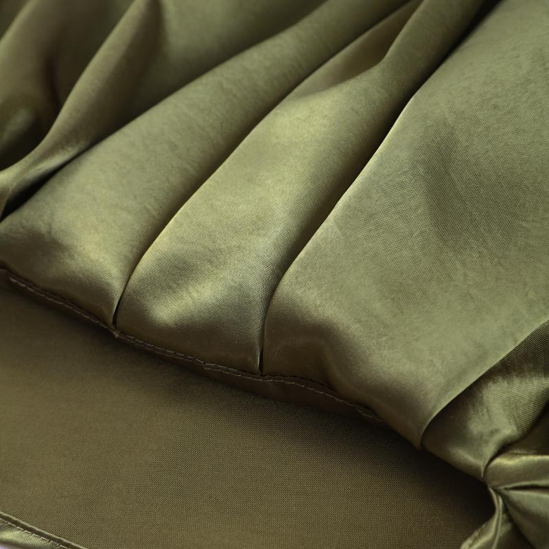 Satengstoff Damejakke Mote Plissert Pufferm Vendekrage Glidelås Løs Damejakker 2025 Vår Høst Gate Kontor Yttertøy