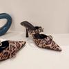 Nuova Moda Fibbia Cintura Motivo Leopardo Tacchi Alti a Spillo, Pantofole Baotou Argento Europee e Americane, da Donna