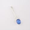Natural Dark Blue Cat's Eye Gemstone 925 Sterling Silver Jewelry Pendant 1.79" PP-60-45