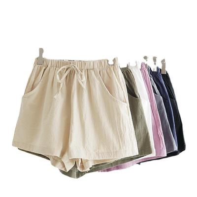 Damen High Waist Baumwolle Leinen Shorts: Sommer Elastischer Bund, Lockere Passform, Koreanischer Stil, Übergröße, Weites Bein, Schlankmachende Lässige Hotpants.