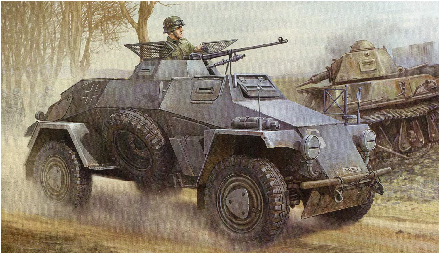 

Bronco Model German Light Reconnaissance Armored Vehicle 4x4 Machine Gun Type Plastic Model CB35013 1/35 Sd.Kfz.221