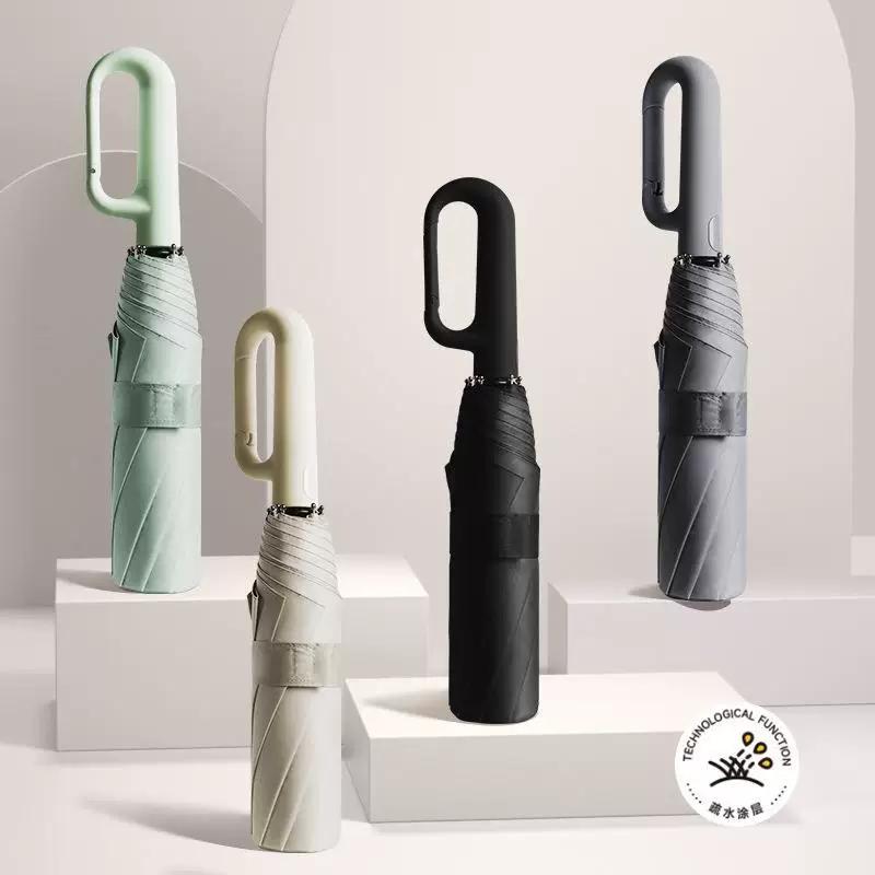 Automatic Ring Buckle Umbrella with Enlarged Hook, Foldable, Portable, Reinforced, Dual-Use for Sun and Rain, Unisex, Sun Protection