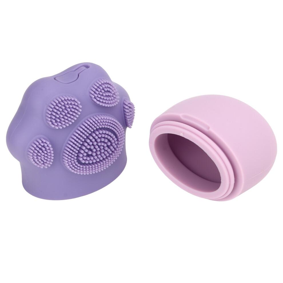 Ice Face Roller Cold Ice Mold Holder Silicone Reusable for Face Beauty DIY Facial Care Purple Cat Claw with Comb