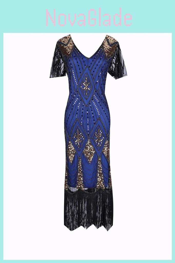 Elegant Womens Sequins Beaded Sleeveless Cocktail Dress For Timeless Evening Glamour