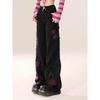 Women's Baggy Butterfly Jeans Vintage 90s Aesthetic Cowboy Pants Harajuku Oversize Denim Trousers Y2k 2000s Black Gothic Clothes