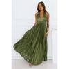 Elegant Solid Color Off-the-shoulder Waist Cinched Pleated Long Maxi Dress, Formal Party Evening Single Shoulder Dress for Women