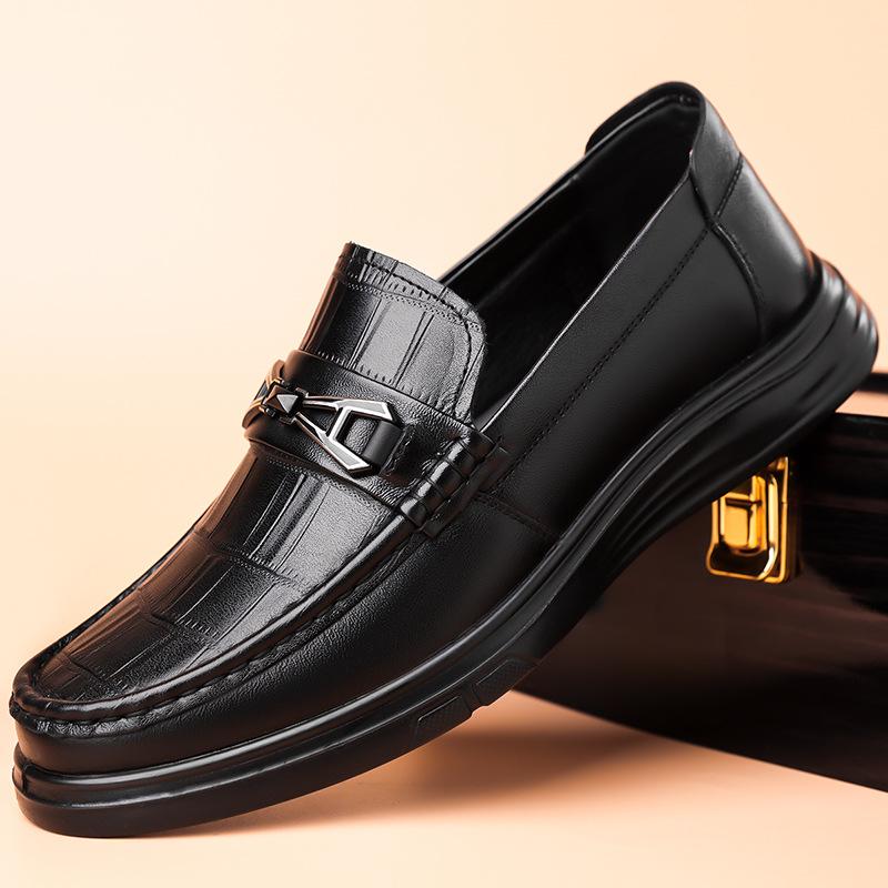 

Fashion Cow Leather Shoes for Men Casual Breathable Formal Business Men s Loafers Autumn Black Luxury Shoes Zapatos Casuales 38 чёрный