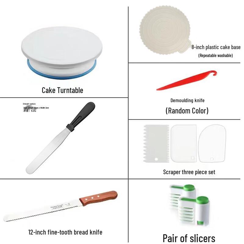 9-Piece Plastic Cake Decorating Turntable Kit