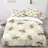 Honey Bee Duvet Cover Set, Black White Printing Bedding Set, Twin/Full/Queen/King Size Crown Quilt Cover for Girls Boys