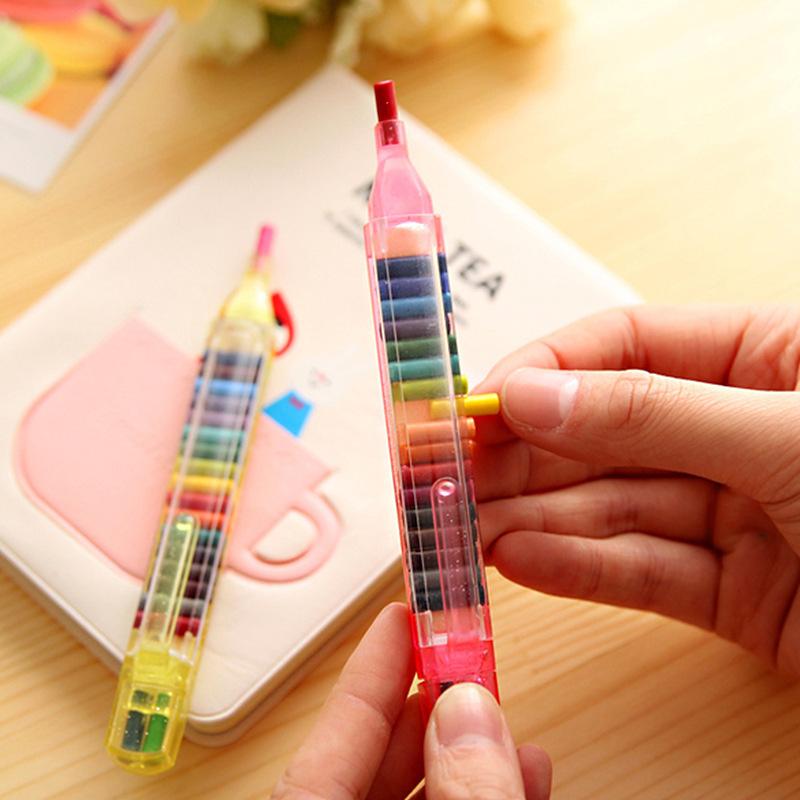 

1Pcs Creative 20 Colours Crayon Student Drawing Color Pencil Multicolor Art Kawaii Writing Pen for Kids Gifts School Канцтовари