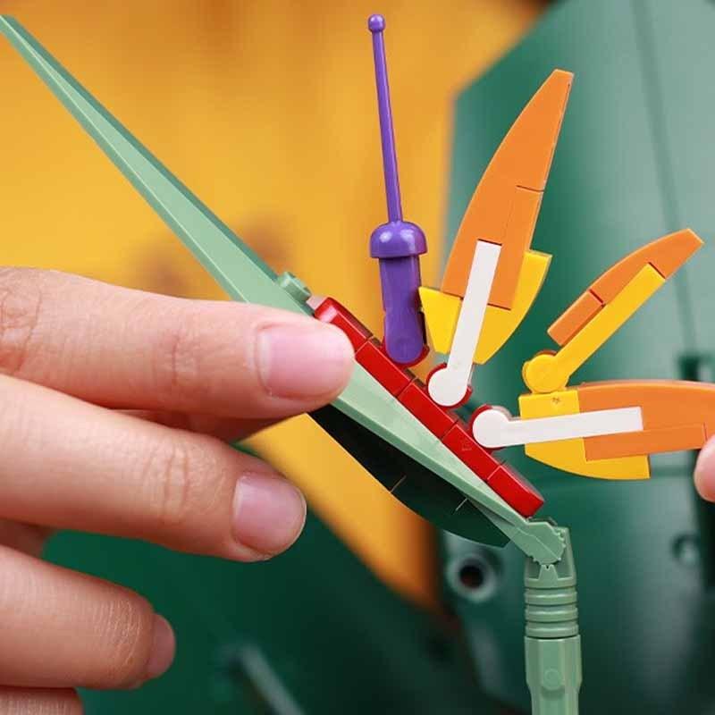 Paradiesvogel Blumenstrauß Rose Baustein Ziegel Unziptoy Diy Topf Illustration Urlaub Freundin Geschenk