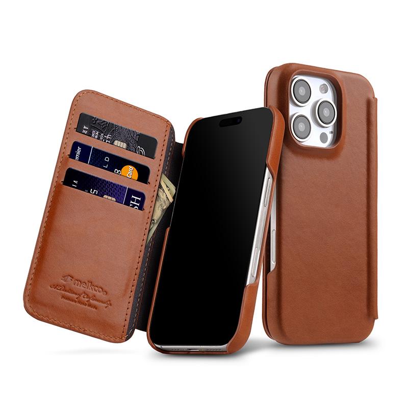 

Melkco Genuine Cowhide Leather Phone Case for iPhone 16 Pro Max 16 Pro Magnetic Charging Premium Oil Wax Vertical Flip Cover iPhone 16 Pro Max кофейный