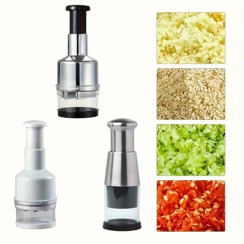 Manual Pressed Onion Chopper Stainless Steel Vegetable Slicer Garlic Presser  Ingredients Mixer
