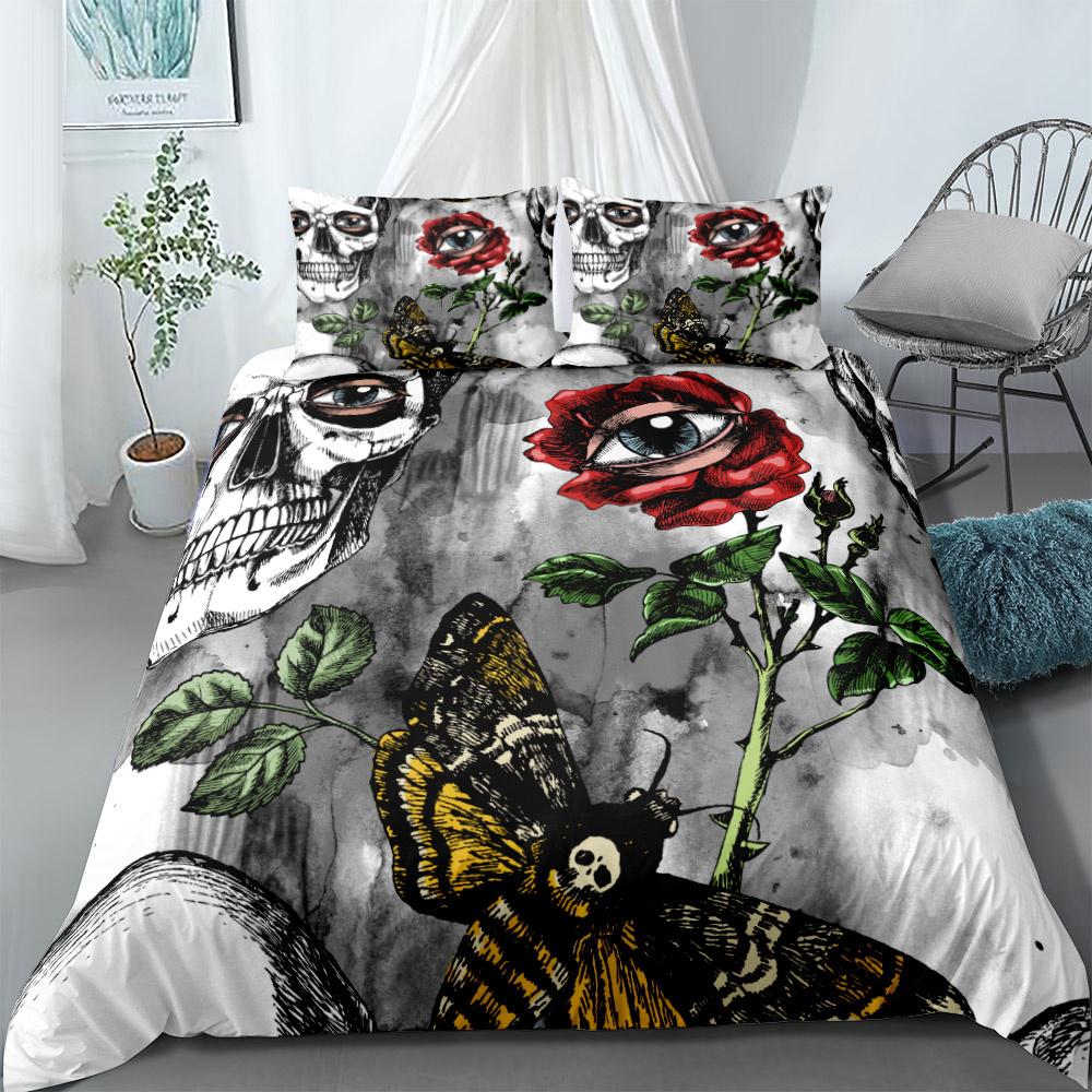 Motten Totenkopf Bettwäsche Set US Twin Full Queen King EU Einzelbett Doppelbett Kingsize Bettwäsche Set