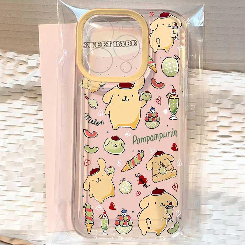 Pompompurin Transparent Soft Case for Apple 14/15/16 Pro/17 Pro Max
