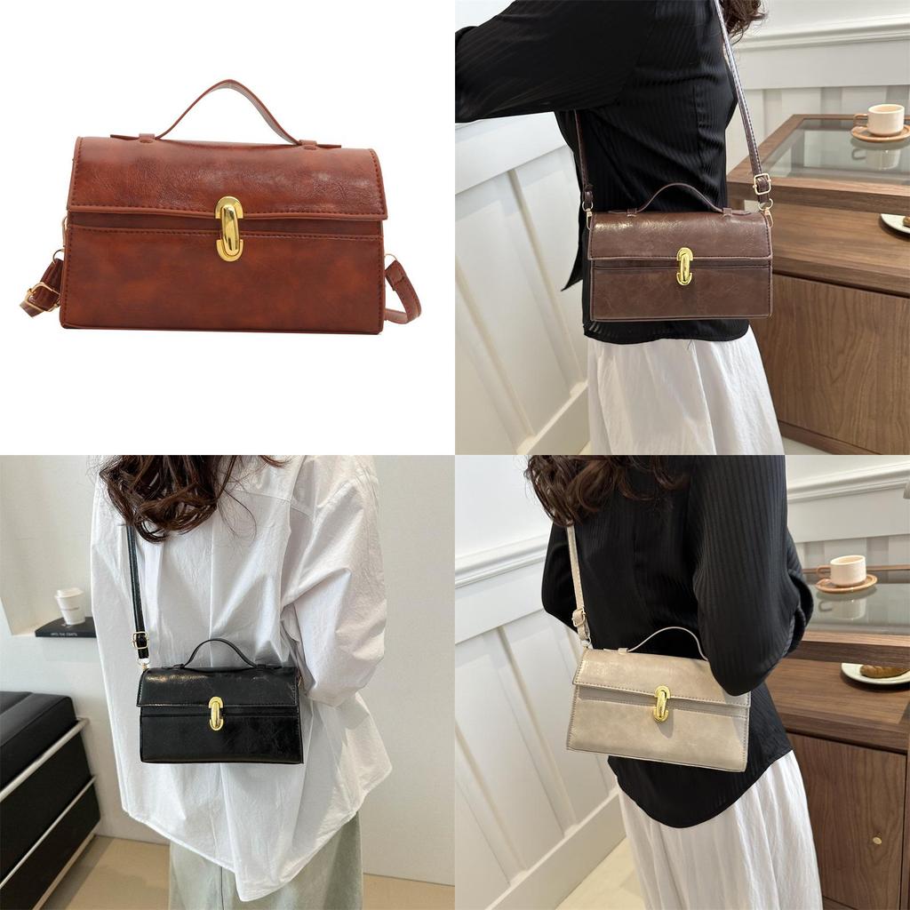 Stylish Vintage Shoulder Crossbody Bag In Black Cream Brown Stylish Pu Material