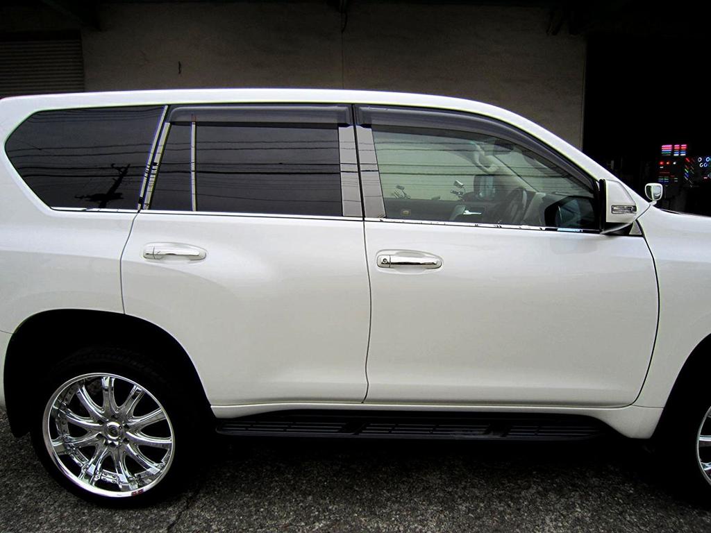 BRIGHTZ Finish Stainless Steel Black Plated Pillar Panels with Visor Attachments for Prado Fits Land Land Cruiser Prado Ultra-Mirror 150/151 (Mid-Late