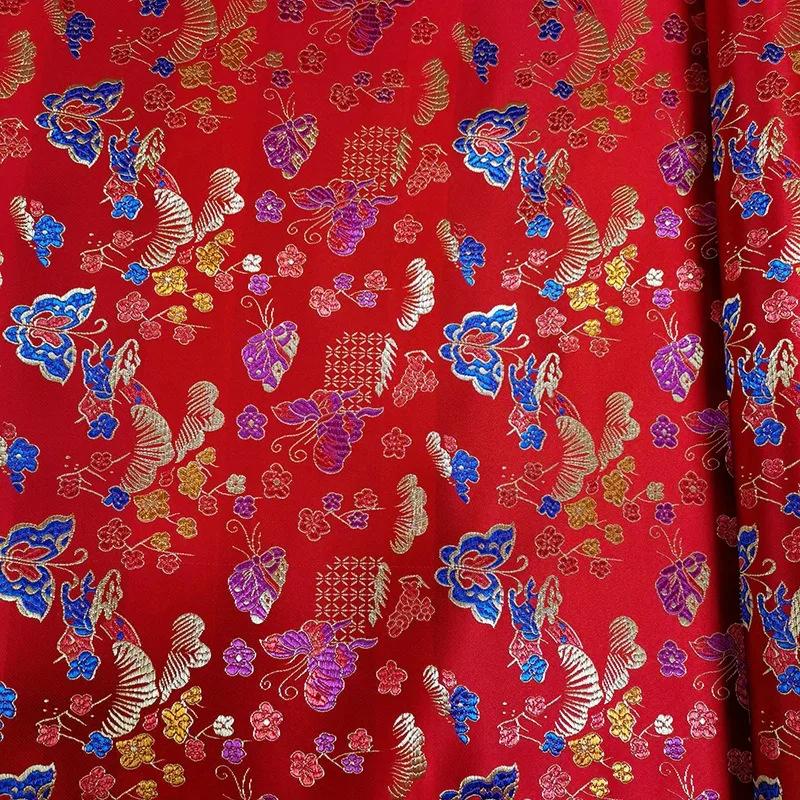 Wide 114cm Embossed Jacquard Fabric Butterfly Design Sewing Material Cheongsam Dress Garment Fabric Sold By Meter