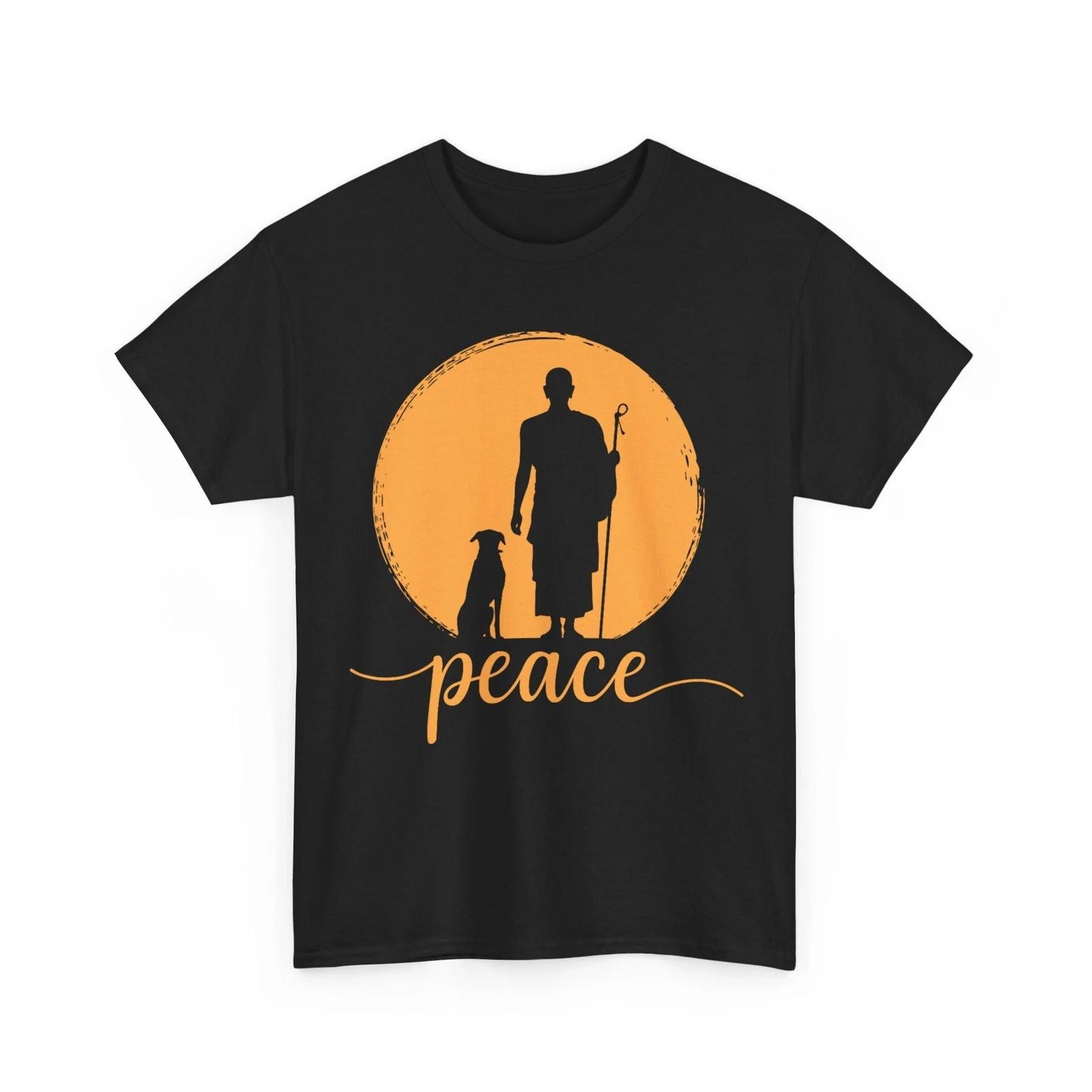 Walk for Peace Monks with Aloka Dog Minimalist Zen Art T-Shirt S