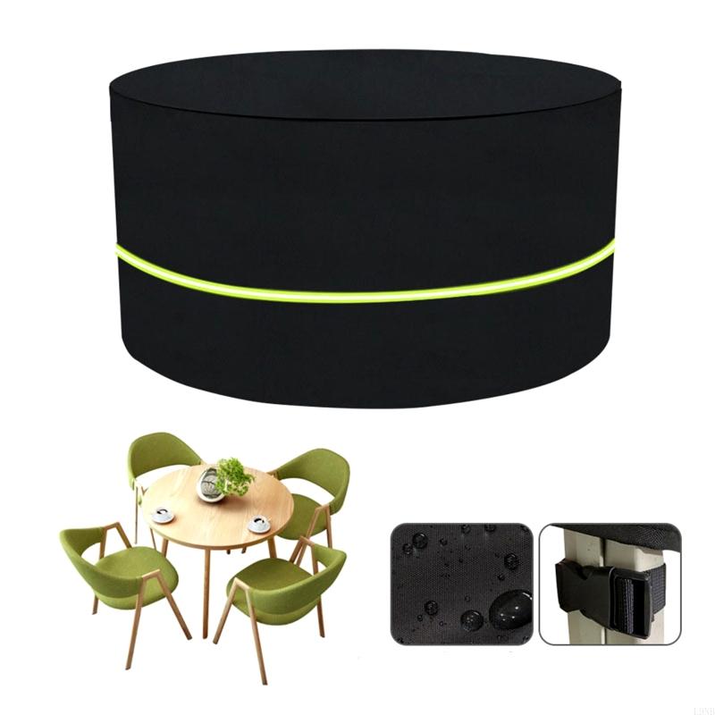  Weatherproof Round Table Cover with Reflective Strap Patio Furniture Cover