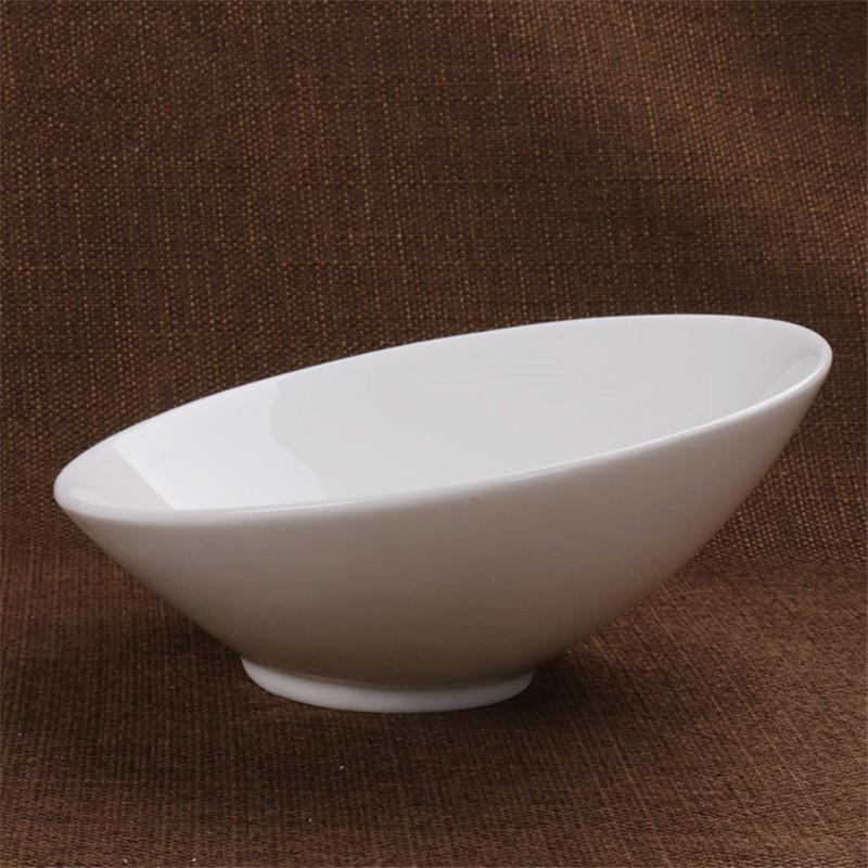 Ceramic Beveled Bowl White Creative Rice Noodle Bowl Japanese Korean Tableware Salad Mixing Sauce Yarn Bowl Marmite