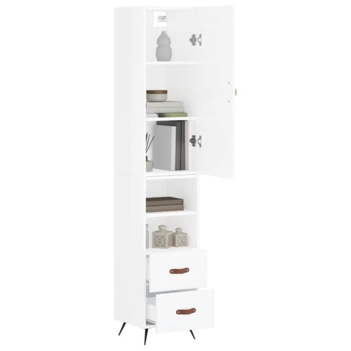 VidaXL Highboard Buffet High Gloss White 34.5x34x180 Cm Engineered Wood 3198891
