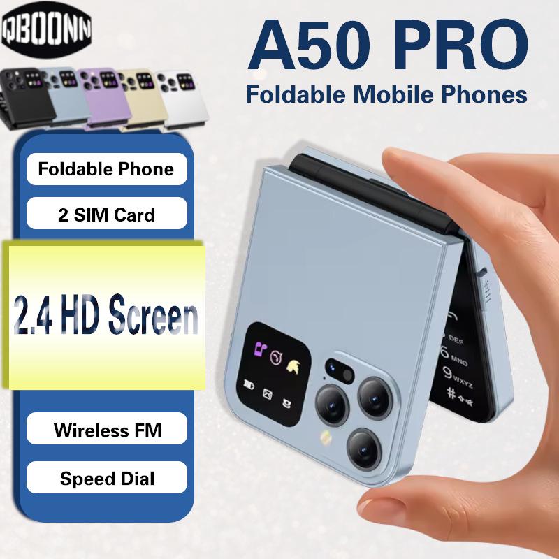 

A50 Телефон для літніх людей з подвійним складанням, двома SIM-картками, подвійним режимом очікування та клавіатурою - Підтримка багатьох мов чорний