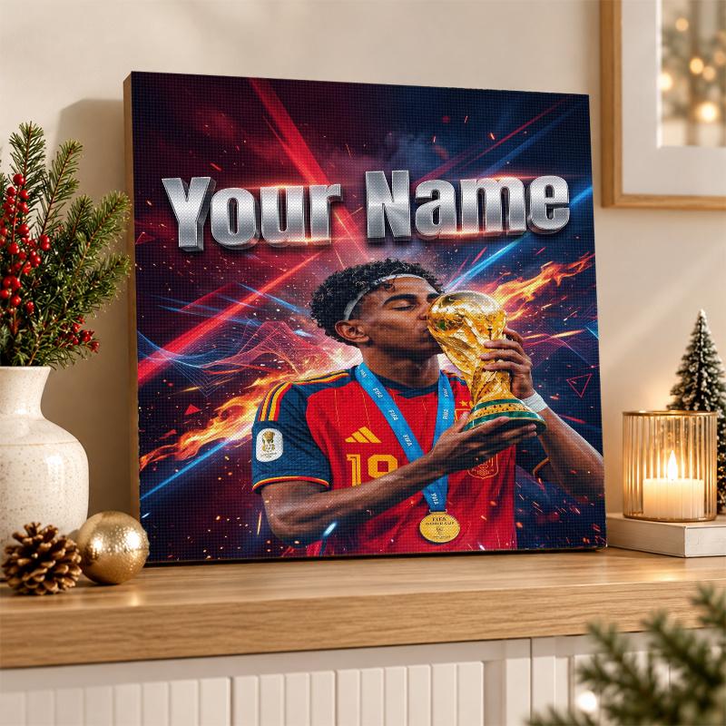 Lamine Yamal Custom Name Text 5D Diamond Painting Kit DIY Full Drill Diamond Art Decoration