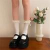 1 Pair Ruffle Ankle Socks Sweet Frilly Socks Ballet Socks for Girls with Bows Lace Top Sock Princess Style Dress Socks