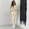 Tuta sportiva da donna a maniche lunghe, vestibilità aderente, con cerniera in metallo - Elegante abbigliamento autunnale/invernale