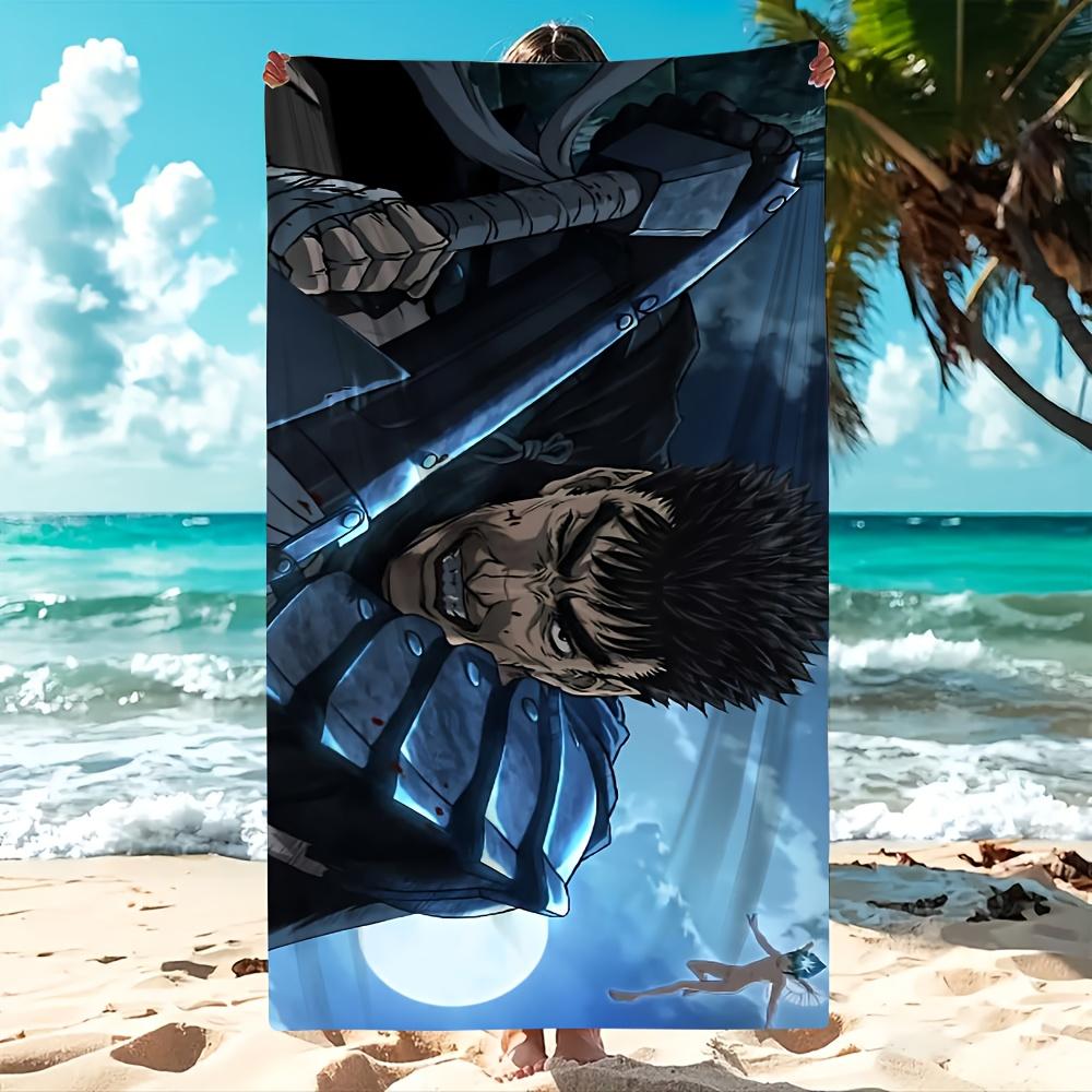 1pc Anime Berserk Guts Black Swordsman Microfiber Beach Towel Quick Dry Sand Free Soft Absorbent Pool Gym Sports Towel