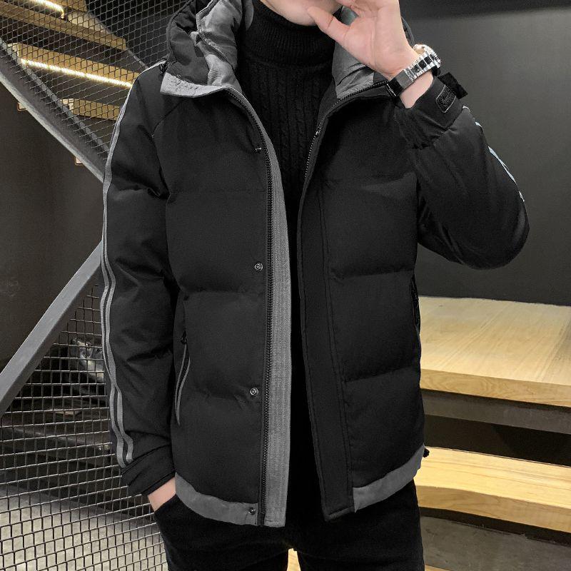 Men's Hooded Winter Cotton Jacket: Casual, Youthful, Thick, and Warm.