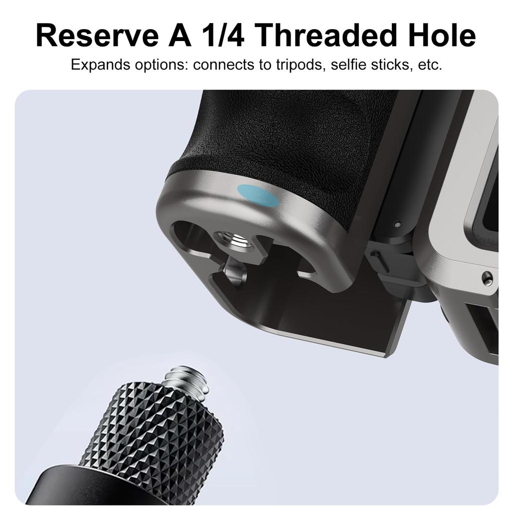 DJI Osmo Action 5 3 Camera Cage Aluminum Alloy Handle Mount Grip Holder with Shutter Cold Shoe and Screw Hole for Easy Installation and Portable