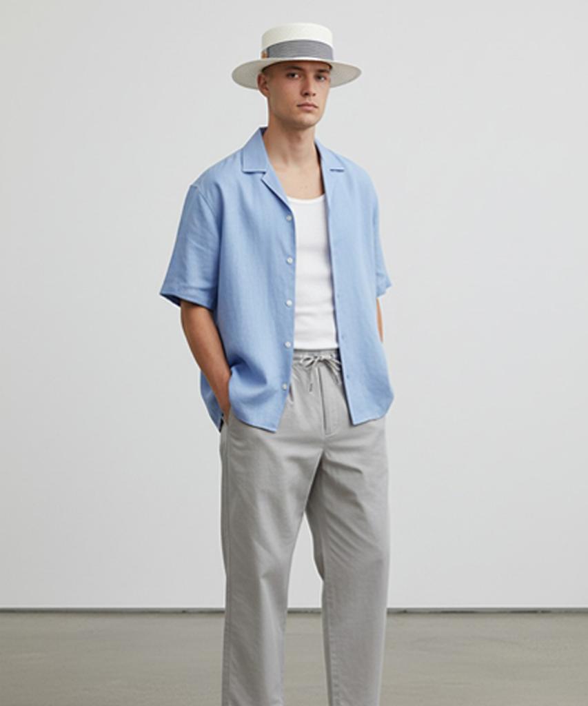 Stripe Line White Panama Hat