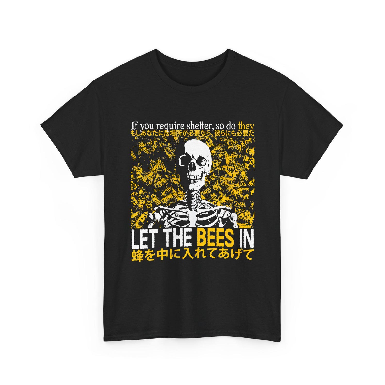 Let The Bees In Funny Vintage Japanese Skeleton T-Shirt S