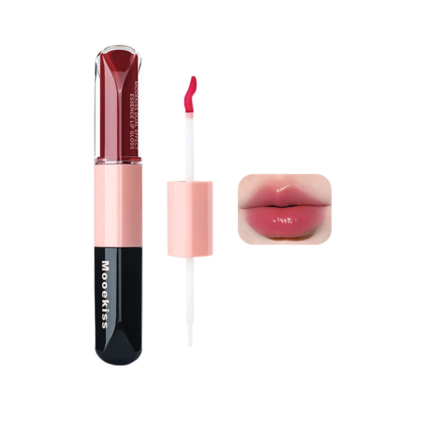 

Mooekiss Double Head Lip Gloss Lip Glaze - Sheer, Highly Pigmented, Long-Lasting, Moisturizing Lipstick - Hydrating, Smudge-Proof, Easy to Carry -