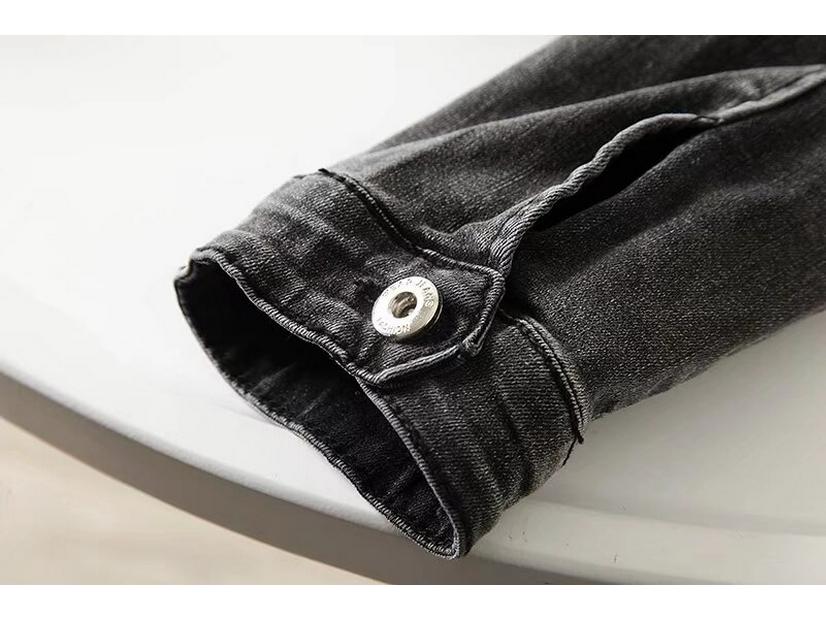 Women's Black Stretch Denim Jacket - Retro, Versatile, Short Spring Outerwear